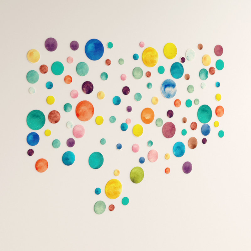 Los Posas Colorful Watercolor Dots Wall Sticker, Multicolour, Single