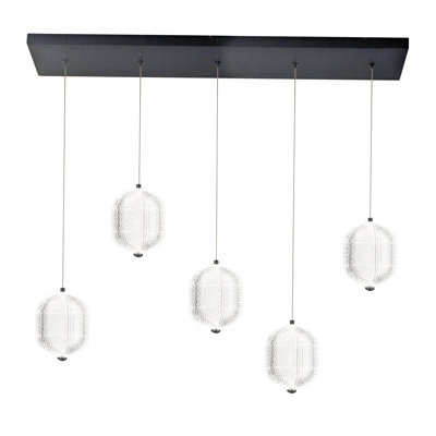 Luminaire suspendu linéaire à DEL 5 lumières Peri - 37,5 W - finition noir mat