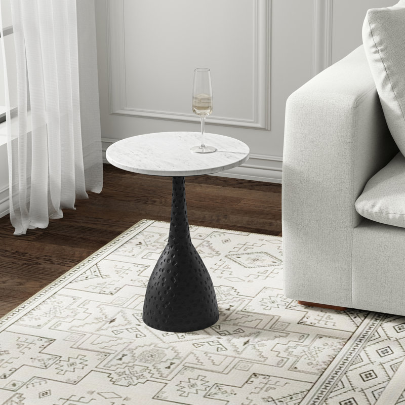 Table d'appoint contemporaine en marbre thermolaqué avec plateau en marbre Myles