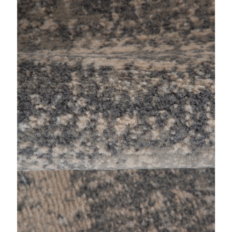 Nemahan Transitional Abstract Durable Performance Beige/Gray-Blue Area Rug, Rectangle 5'3" x 7'6"