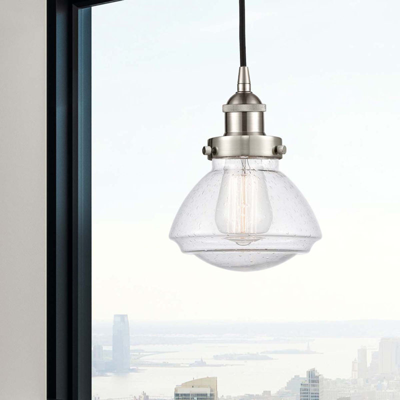 Luminaire suspendu simple à 1 lumière Caille, Nickel satiné brossé