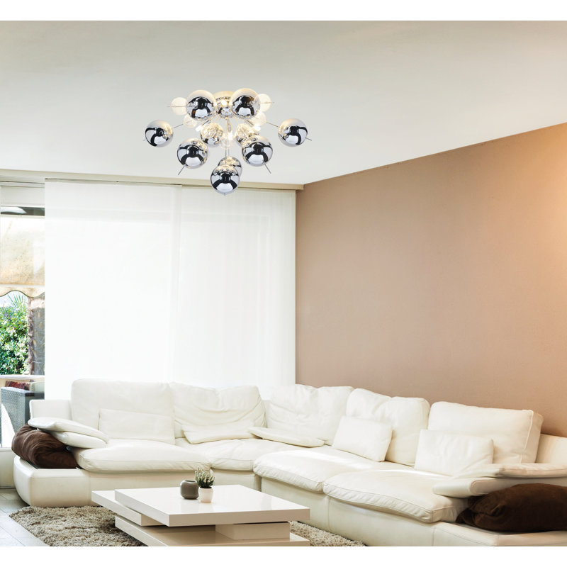 Ignacio Glass and Steel Semi Flush Mount, Clear
