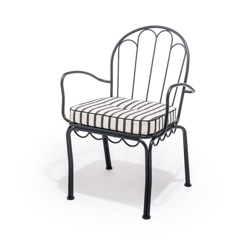AL Fresco Dining Chair Cushion, Monaco Black Striped