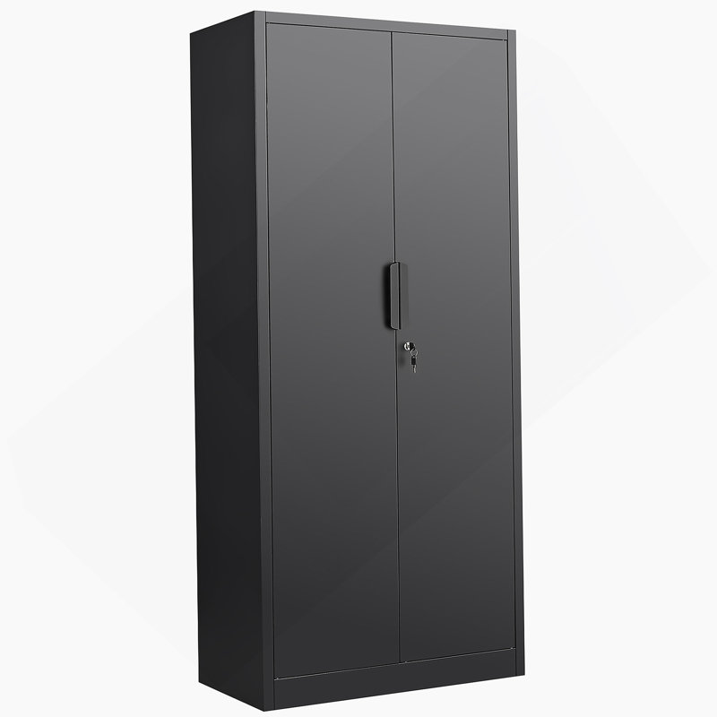 Armoire de rangement, classeur à 2 portes avec serrure, 4 tablettes réglables pour le bureau et la maison, Noir