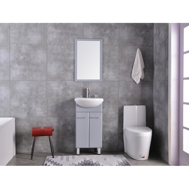Asheton 18'' Single Bathroom Vanity with Porcelain Top, Gray