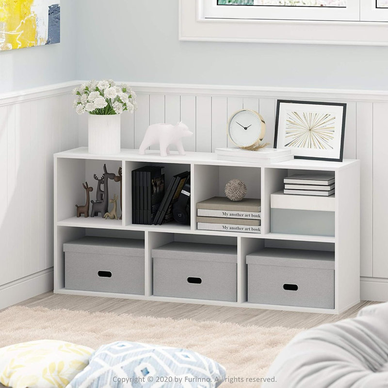 Gonzales 19.5" W Standard Bookcase, White, (7 Shelves) 41.7"H x 19.5"W x 9.4"D