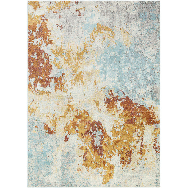 Tapis abstrait en polypropylène tissé à la machine Anniston, Rectangle 8 pi 10 po x 12 pi