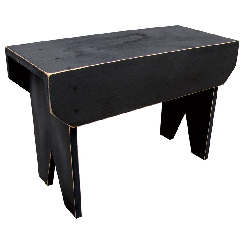 Banc en bois Wyatt, Vieux noir, H 16 po x l 24 po x P 10,5 po