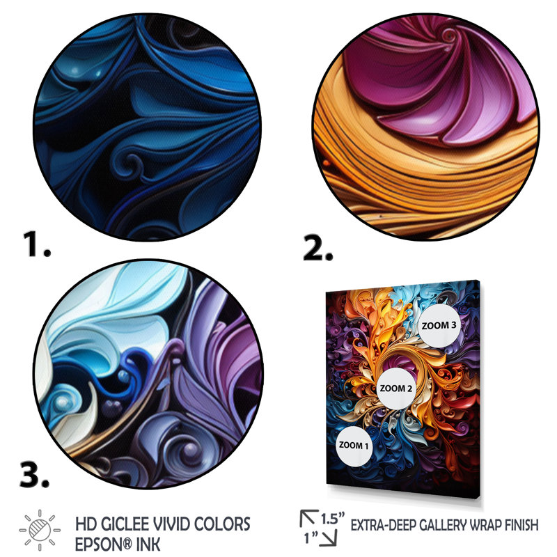 Hanadi Spiral Kaleidoscope I, reproduction d'art sur toile, Cadre noir, H 20 po x l 12 po x P 1 po