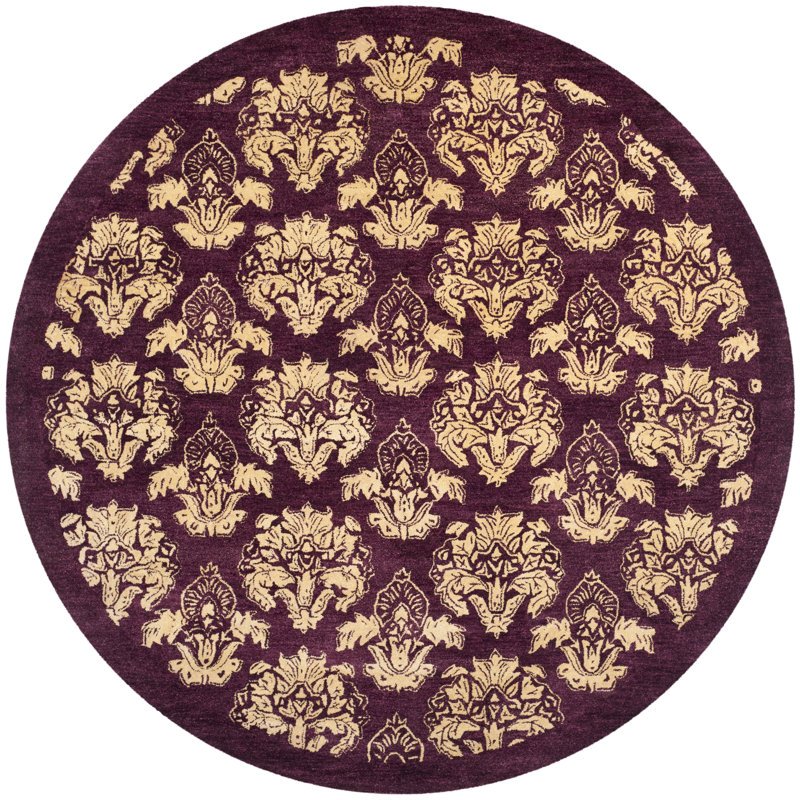 Brosine Metro Hand Tufted Wool Floral Rug, Round 6'