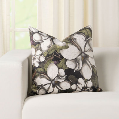 Floral Print Velvet Throw Pillow