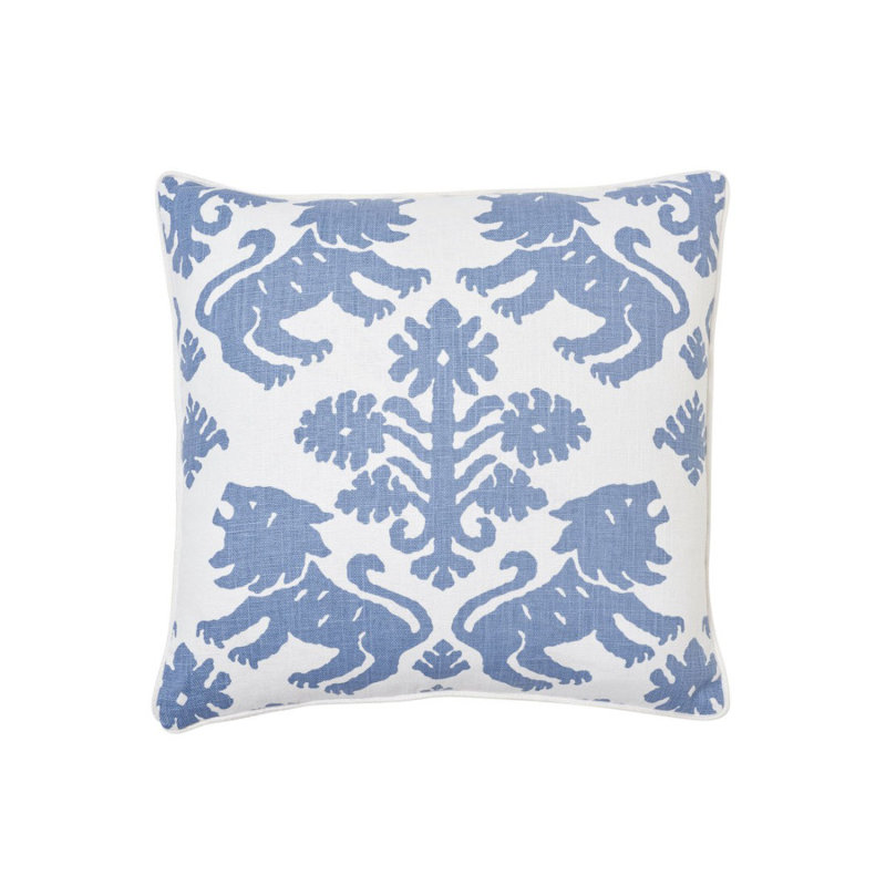 Regalia Pillow, Blue/White, 18" x 18"