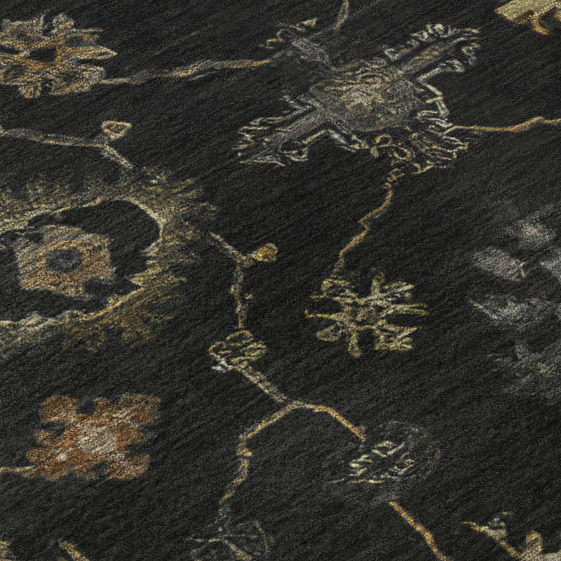 Premium Machine Washable Mayfield AMF2045 Global Rug, 9' x 12', Black