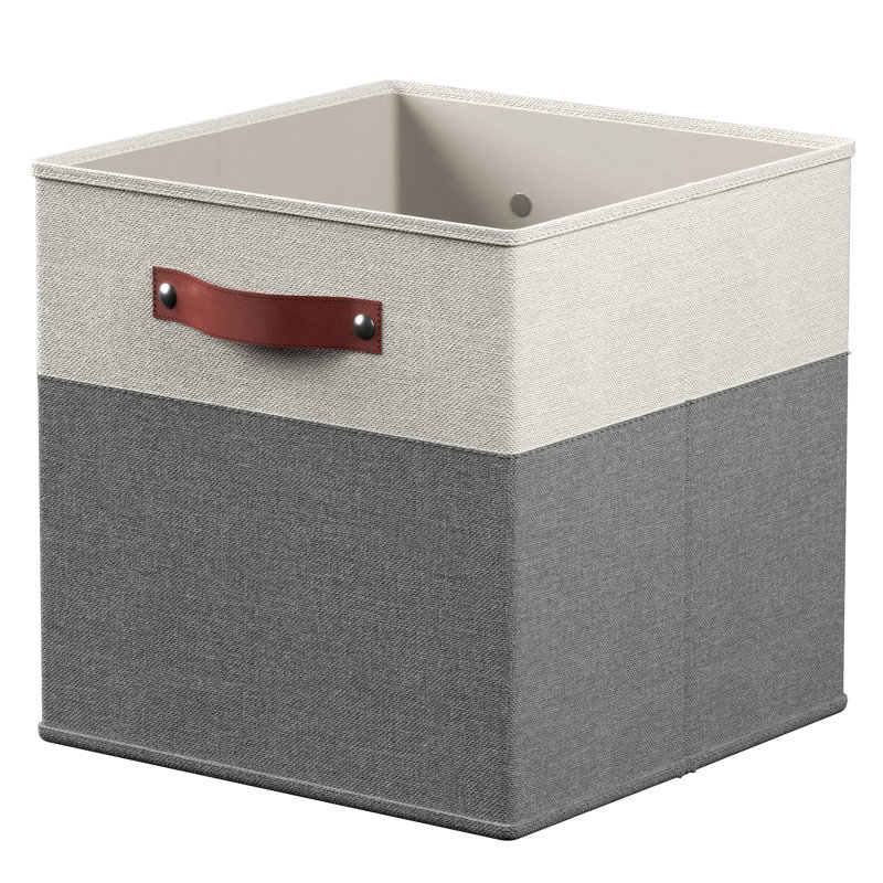Ensemble de bacs de rangement en tissu, Blanc / gris, H 13 po x l 13 po x P 13 po