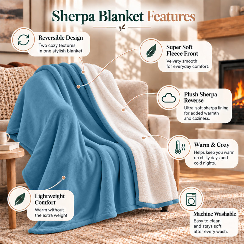 Imperial Homeware London Standard Blanket, Super King, Sky Blue