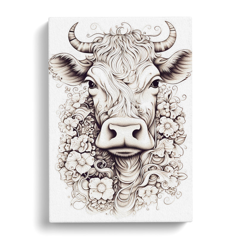 Cow Line - Wrapped Canvas, 76cm H x 50cm W x 3cm D