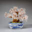 Genuine Quartz Gemstone Bonsai Tree in Oval Ceramic Pot (12" H x 13" W)