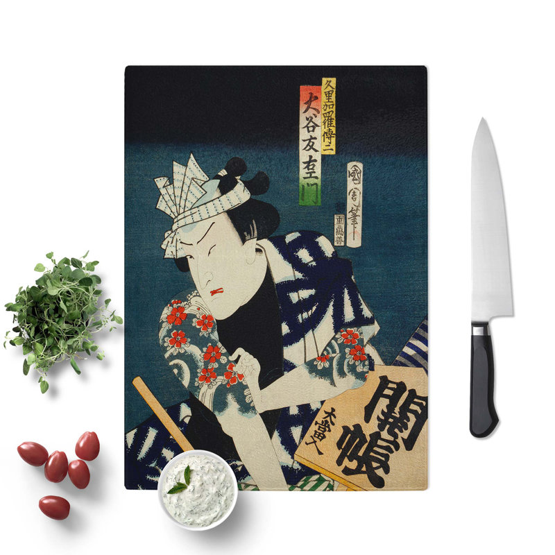 Glass Man With Tattoos by Toyohara Kunichika Chopping Board, 39 cm W x 28.5 cm L