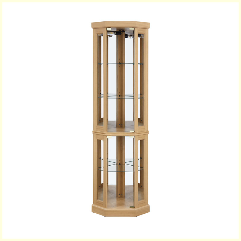 Modern Corner Curio Cabinet/Display Cabinet for Living Room, Oak