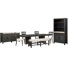 Table de salle à manger extensible à tréteaux avec banc, 4 chaises et buffet