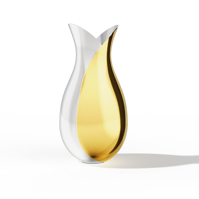 Mercury Stainless Steel and Brass Table Vase