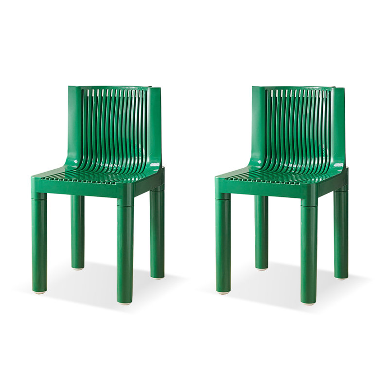 Chaise d'appoint à lattes vertes (ensemble de 2), Green, Green