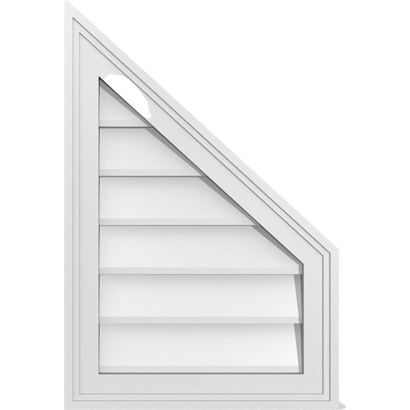 Half Peaked Right Surface Mount Signature Urethane Non-Functional Gable Vent 11/12 Pitch Primed Tan, 24" H x 16" W x 1.5" D