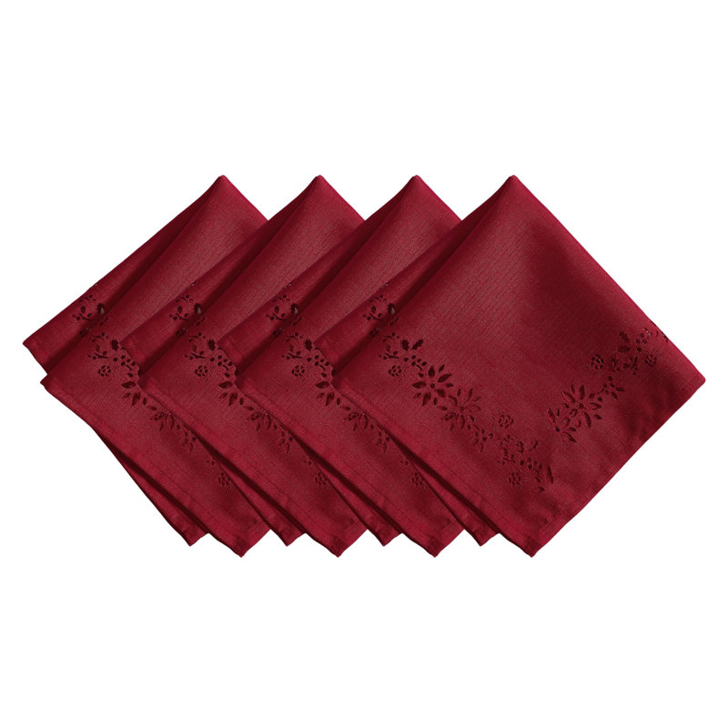 Ensemble de 4 napperons Holmwith Poinsettia Noel, Rouge