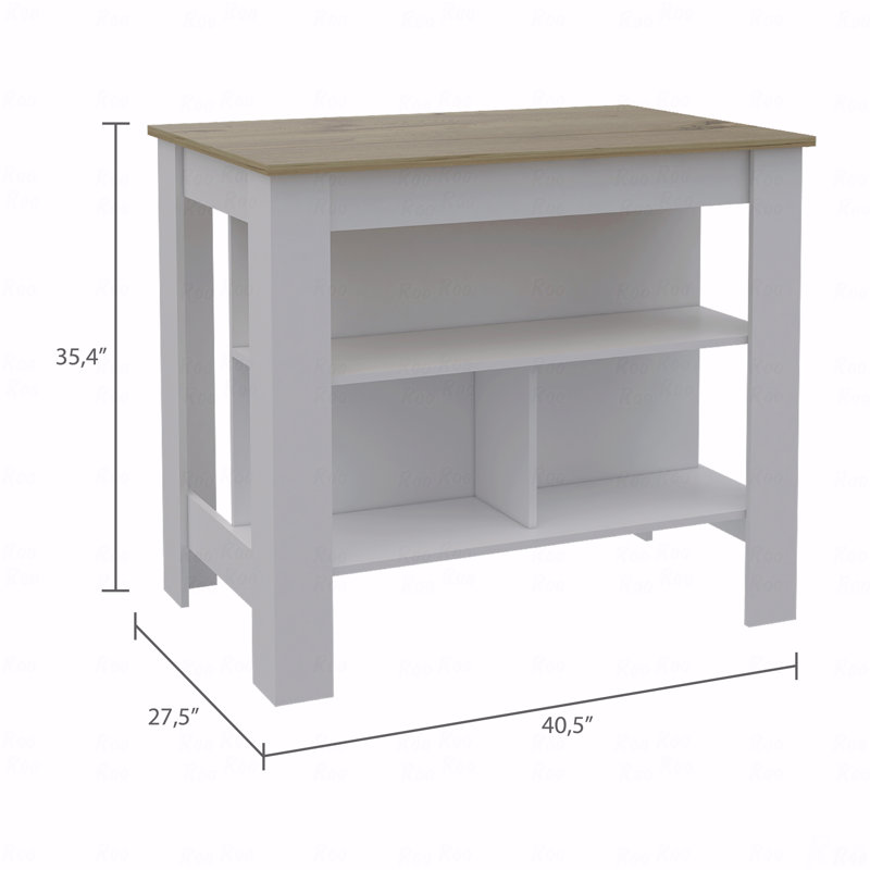 Kitchen Island, Four Legs, Three Shelves
