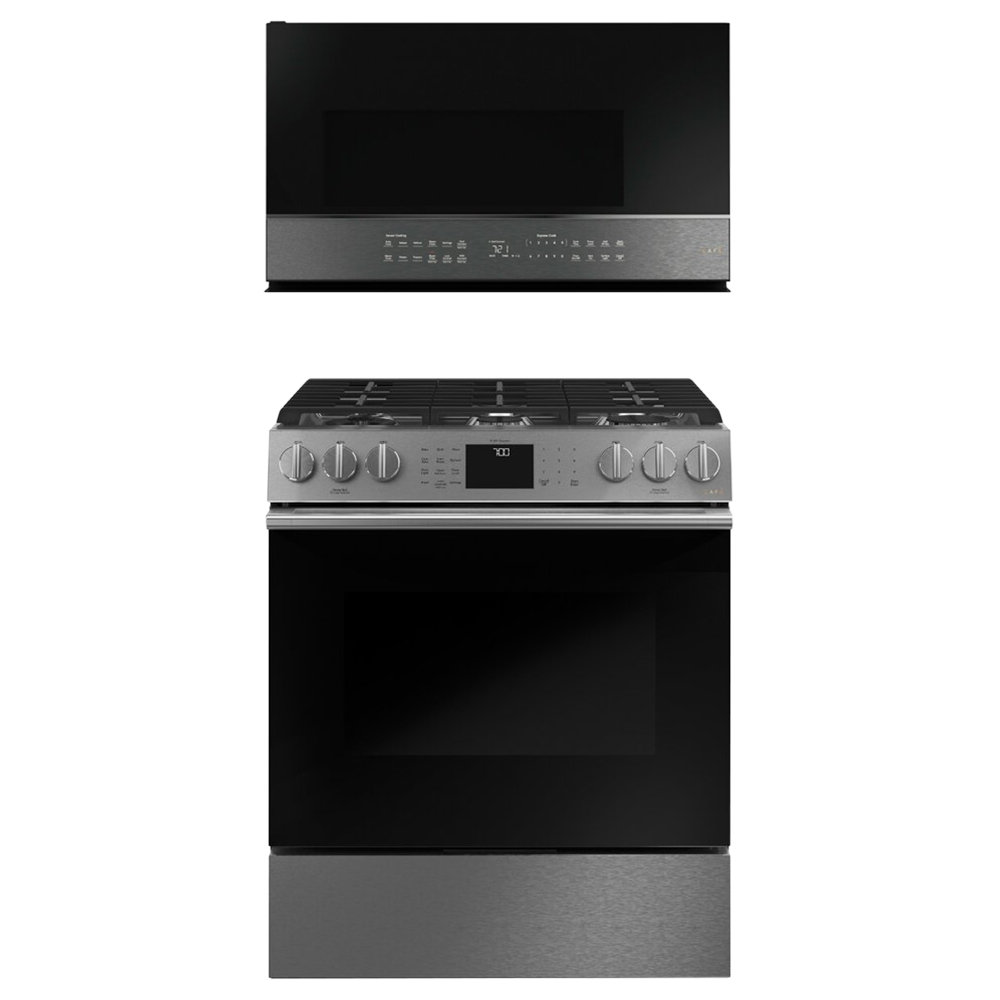 Café 2 Piece Kitchen Package with 30" Slidein Gas Range & 30" Overthe