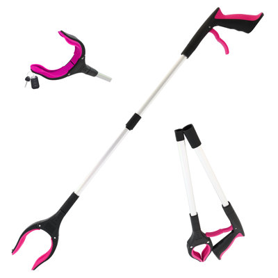 32" Grabber Reacher Tool, Foldable Grabber Reaching Tool, Lightweight Trash Picker Upper Tool for Elderly with Anti-Slip Rotating Rubber Gripper, Yellow