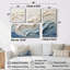 Vague blanche et bleue style papercut - décoration murale bord de mer beige 4 pièces-950799644-950799651