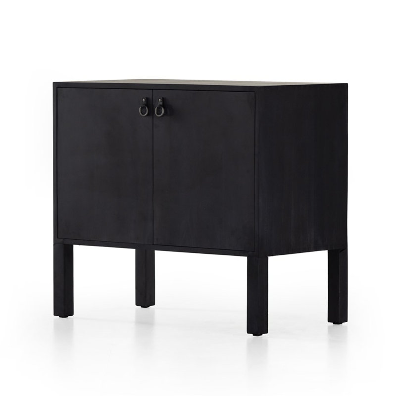 Isador Solid Wood Bar Cabinet, Black