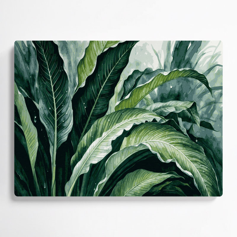 «Botanical Alocasia», art mural en métal vert, H 240 po x l 360 po x P 0,05 po