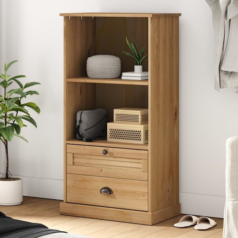 Vidaxl Bookcase VIGO 23.6"X13.8"X45.1" Solid Wood Pine, Brown