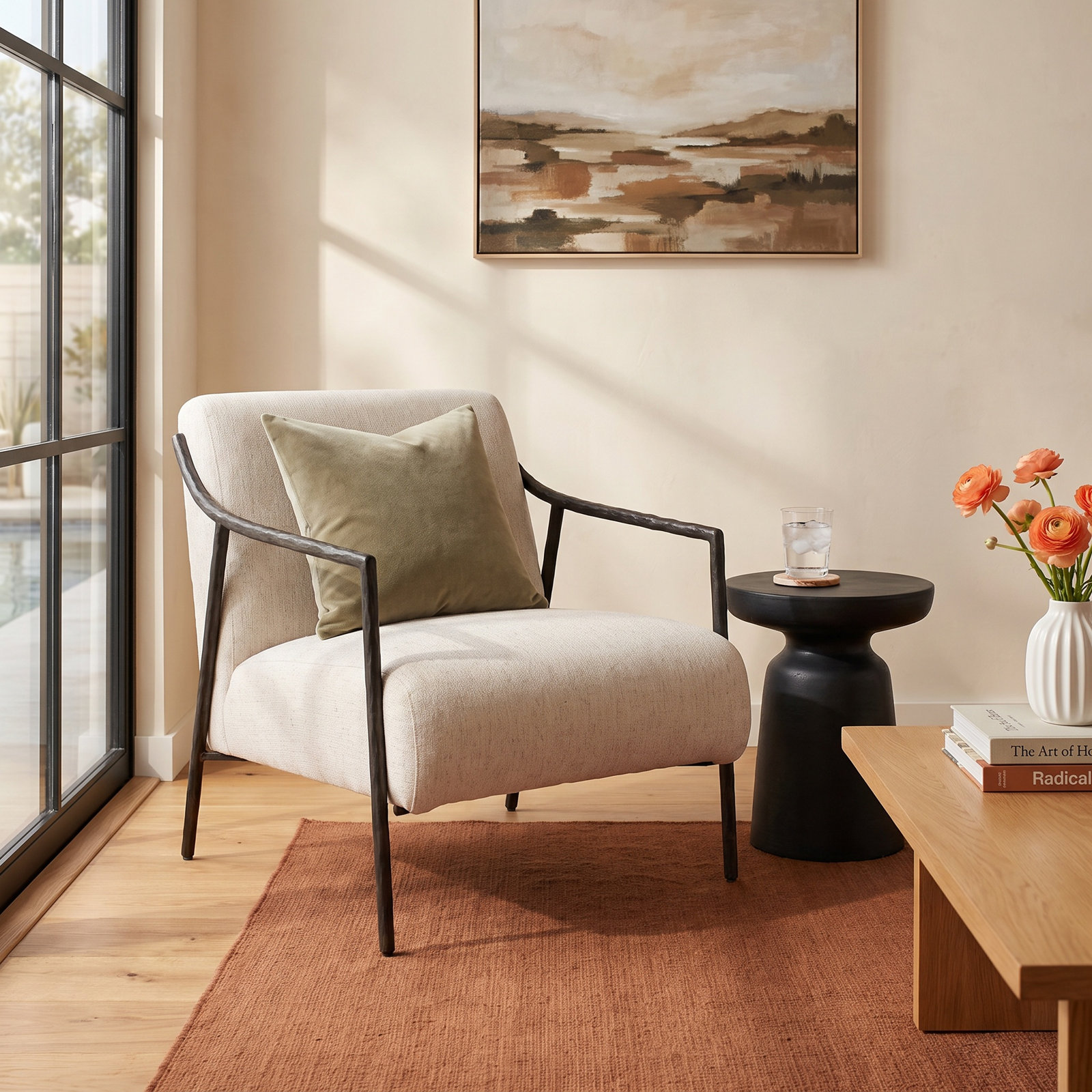 Upholstered Accent Chair, Nomad Snow Crypton Performance Chenille