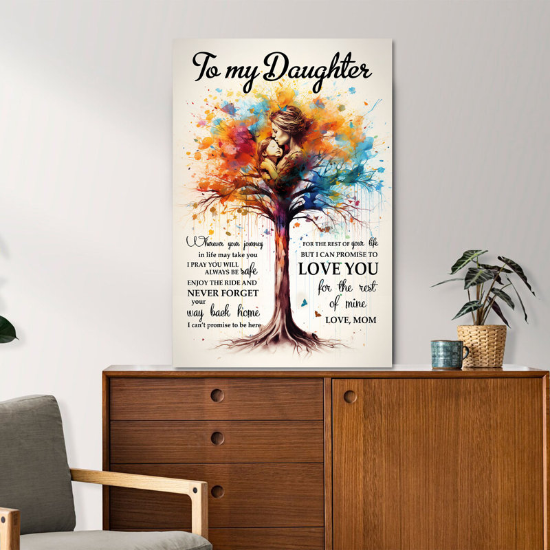 «Colorful Tree To My Daughter Gallery», toile tendue pour décor de fille, vert et rouge, H 36 po x l 24 po x P 2 po
