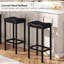 Tabourets de bar, ensemble de 2 chaises de bar, tabourets à hauteur de comptoir, tabourets de bar à surface courbée, revêtement de 2,4 po d'épaisseur, pour la cuisine, la salle à manger, le café noir