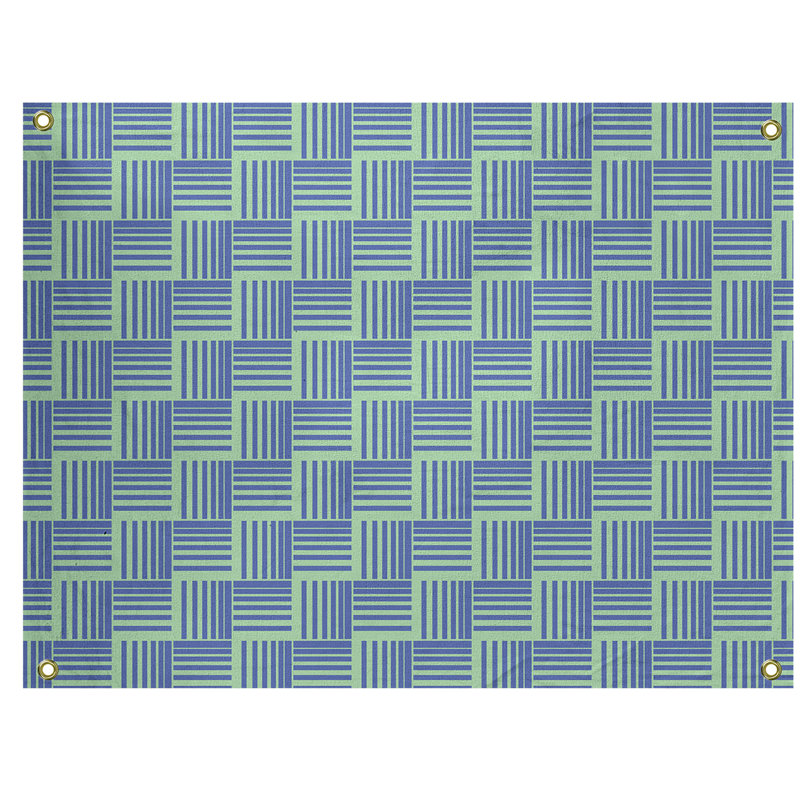 Tapisserie, H 50 po x l 59 po, Bleu/vert