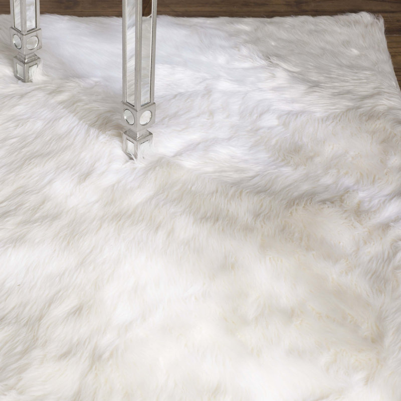 Solid Colour Faux Fur Area Rug, Round 122 cm