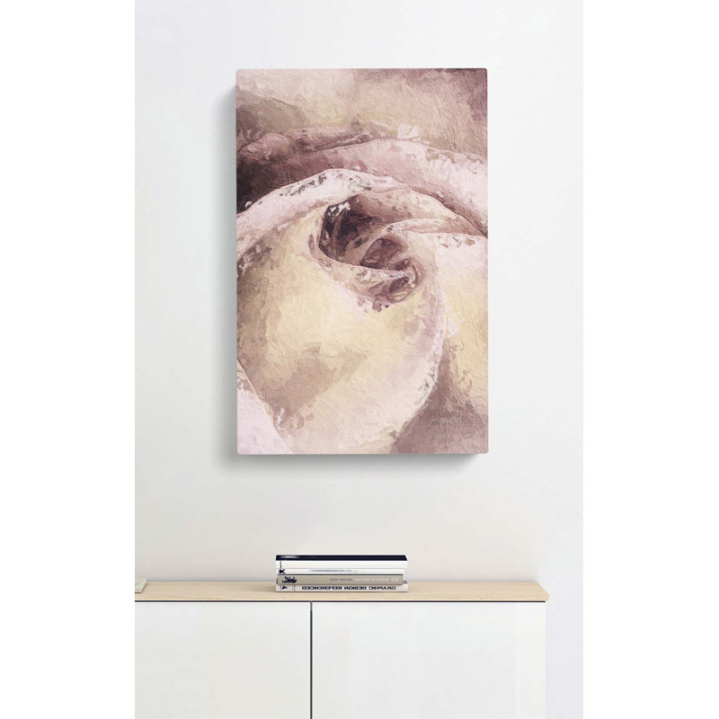 Pale Pink Rose Abstract Art - Wrapped Canvas, 50cm H x 35cm W x 3cm D