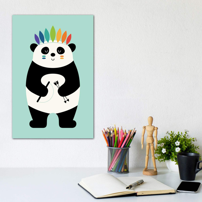 «Be Brave Panda» par Andy Westface - impression d'art graphique, Toile tendue, Pas de tapis, H 12 po x l 8 po x P 0,75 po