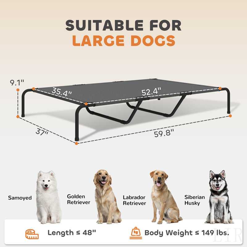 Pet Bed,Elevated Dog Bed, Black/Gray