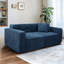 Lit moderne en velours bleu confortable avec espace de rangement 3 places peu encombrant et pratique-913007071-913007064