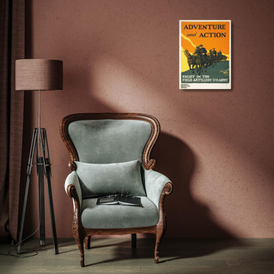 "Adventure and Action Enlist in the Field Artillery, U.S. Army" by  Harry S. Mueller - Gallery Wrap Canvas Wall Art