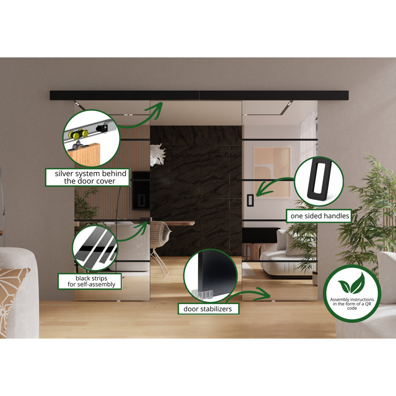 DOOR MIRROR 2, 194cm x 205cm, Black