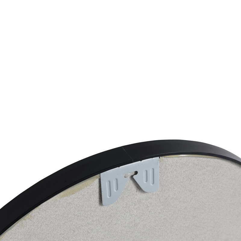 Grand miroir rond noir de 24 po pour salle de bain, vestibule et plus avec panneau en structure d'aluminium, 24" x 24"