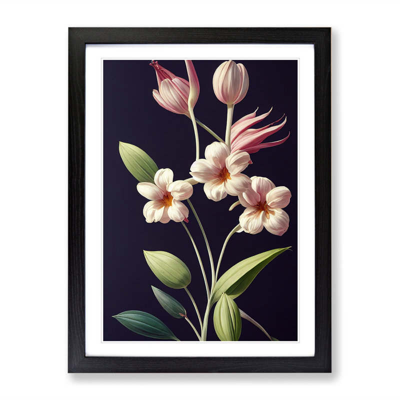 Daring Flowers - Single Picture Frame Print, Black, 64cm H x 46cm W x 2cm D