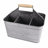 Benzara Rustic Galvanized Metal Caddy Basket with Mango Wood Handle, 11 x 7 x 9.5 Inch Organizer, Gray