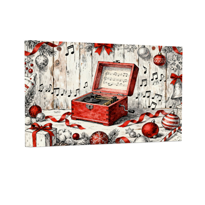 Boîte de musique de Noël, H 24 po x l 36 po